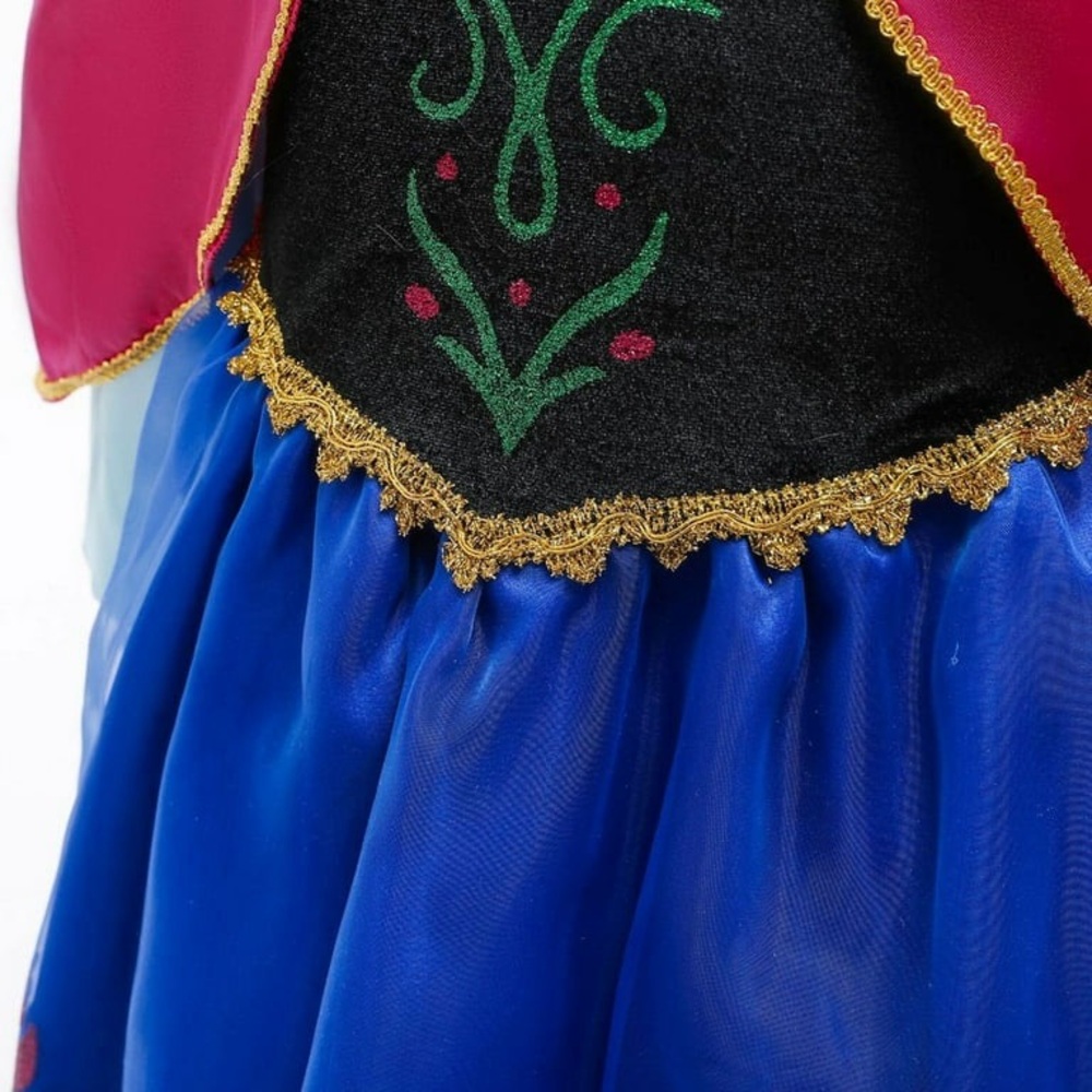 Girls Anna Long Sleeve with Cape Dress Christmas Princess Costume 4-5T birthday - Picture 5 of 6